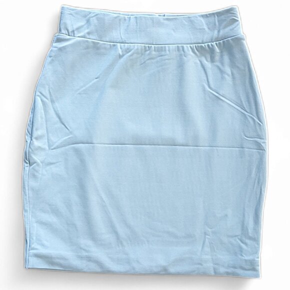 2XS Babaton Pencil Skirt Knee Length Pull On Stretch Knit Light Blue - Picture 1 of 2
